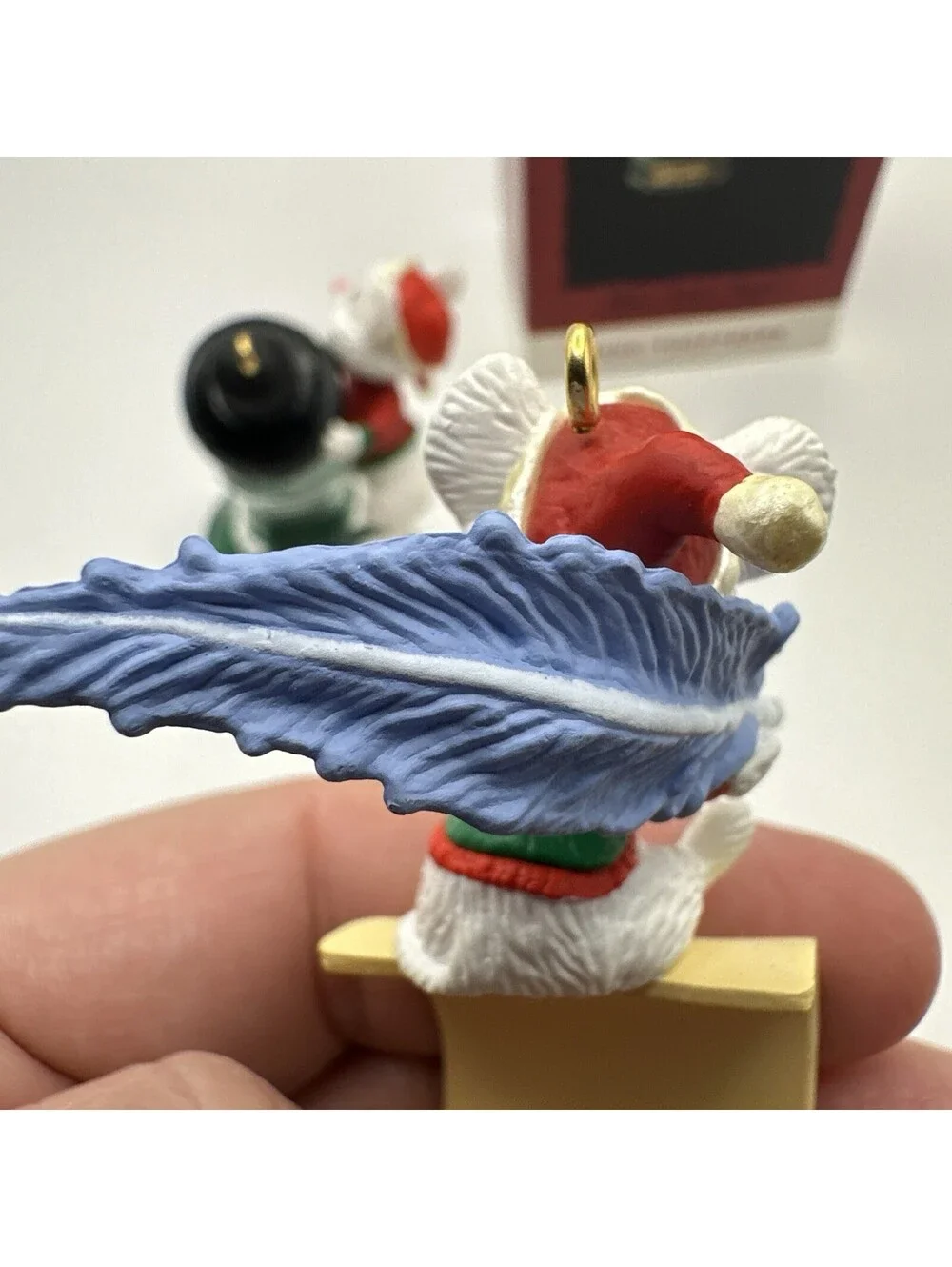 1994 hallmark dear Santa mouse set of two ornaments hang together